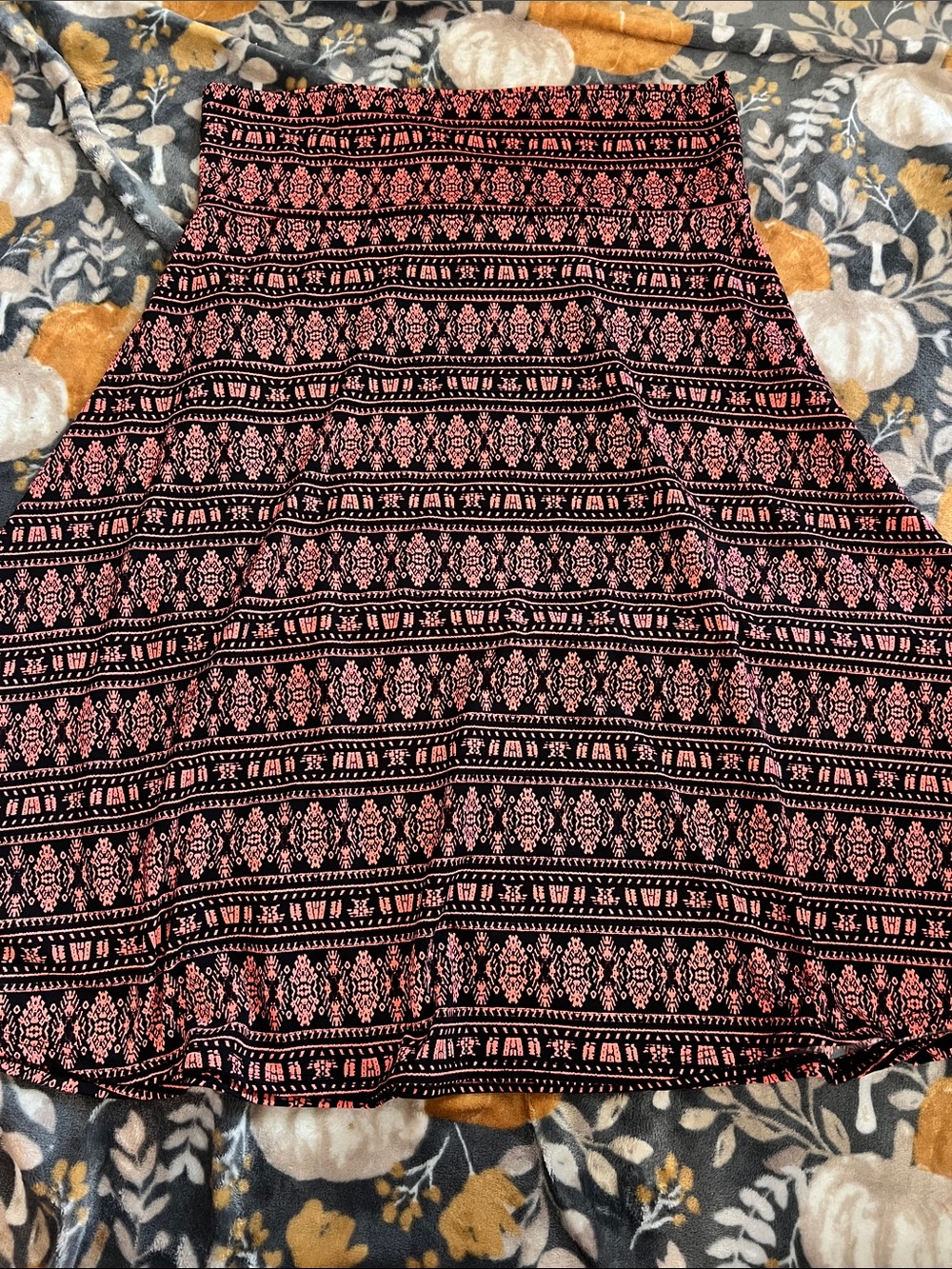 LuLaRoe Black & Pink Printed Circle Skirt